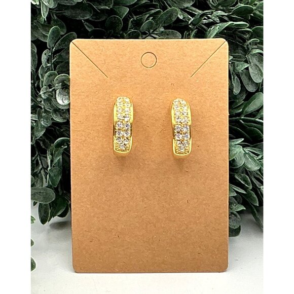 Gold-Tone Hoop Earrings With Pave Crystals - Picture 5 of 7